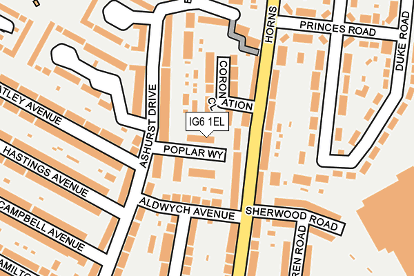 IG6 1EL map - OS OpenMap – Local (Ordnance Survey)