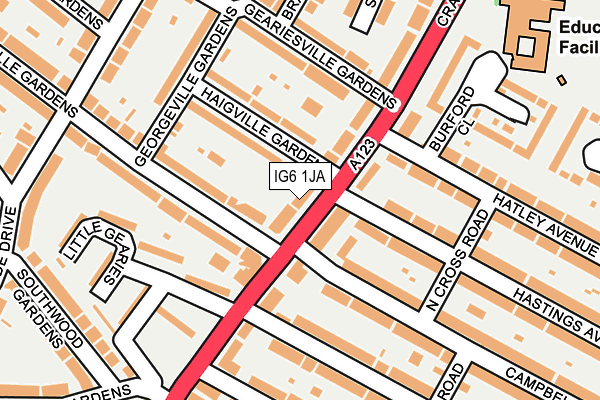 IG6 1JA map - OS OpenMap – Local (Ordnance Survey)