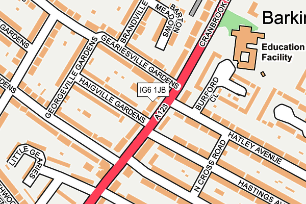 IG6 1JB map - OS OpenMap – Local (Ordnance Survey)
