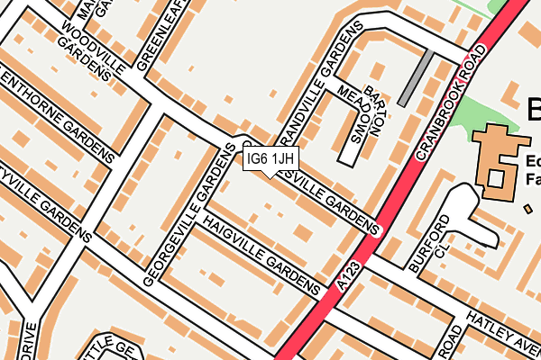 IG6 1JH map - OS OpenMap – Local (Ordnance Survey)