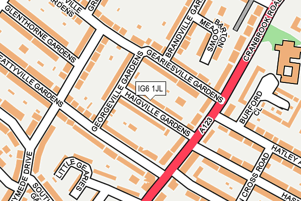 IG6 1JL map - OS OpenMap – Local (Ordnance Survey)