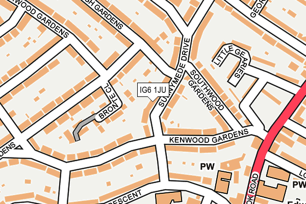 IG6 1JU map - OS OpenMap – Local (Ordnance Survey)