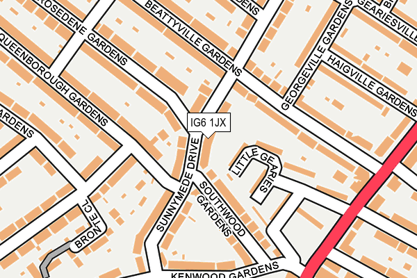 IG6 1JX map - OS OpenMap – Local (Ordnance Survey)