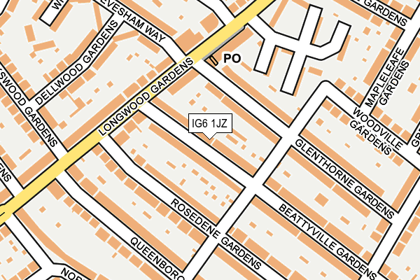 IG6 1JZ map - OS OpenMap – Local (Ordnance Survey)