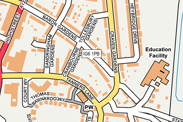 IG6 1PB map - OS OpenMap – Local (Ordnance Survey)