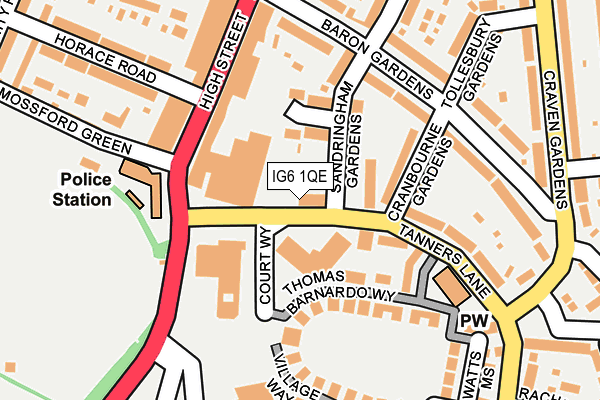 IG6 1QE map - OS OpenMap – Local (Ordnance Survey)