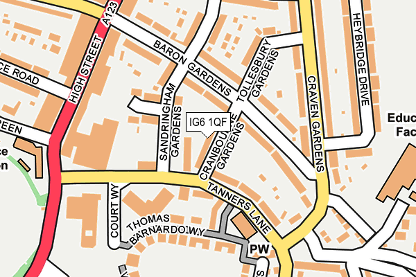 IG6 1QF map - OS OpenMap – Local (Ordnance Survey)