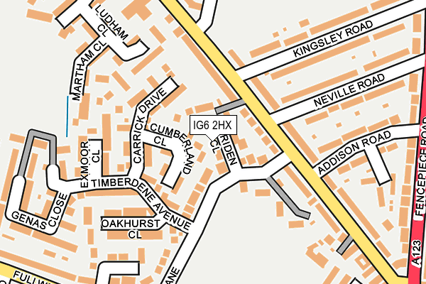 IG6 2HX map - OS OpenMap – Local (Ordnance Survey)