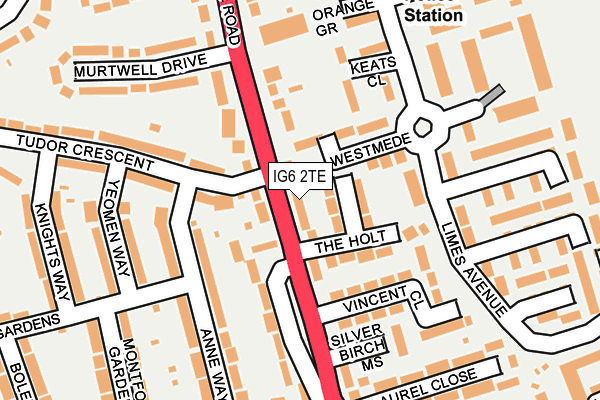 IG6 2TE map - OS OpenMap – Local (Ordnance Survey)