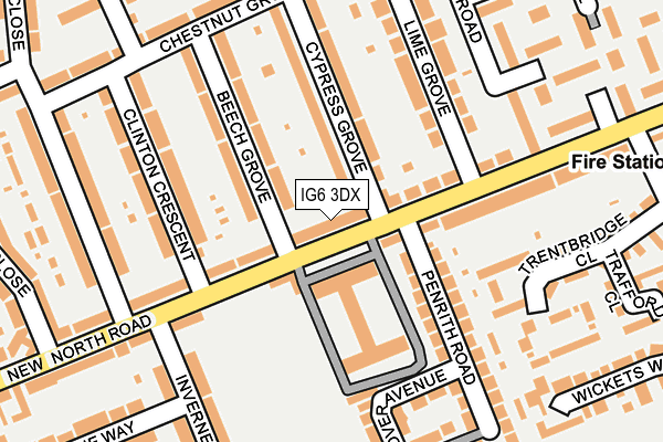 IG6 3DX map - OS OpenMap – Local (Ordnance Survey)
