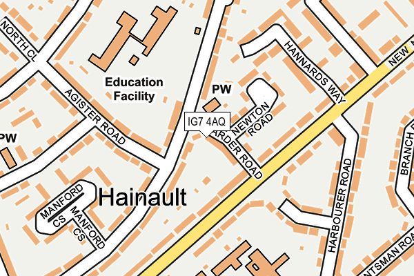 IG7 4AQ map - OS OpenMap – Local (Ordnance Survey)