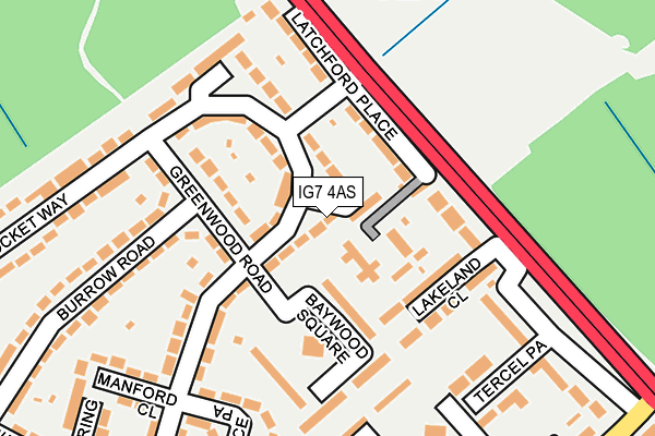 IG7 4AS map - OS OpenMap – Local (Ordnance Survey)
