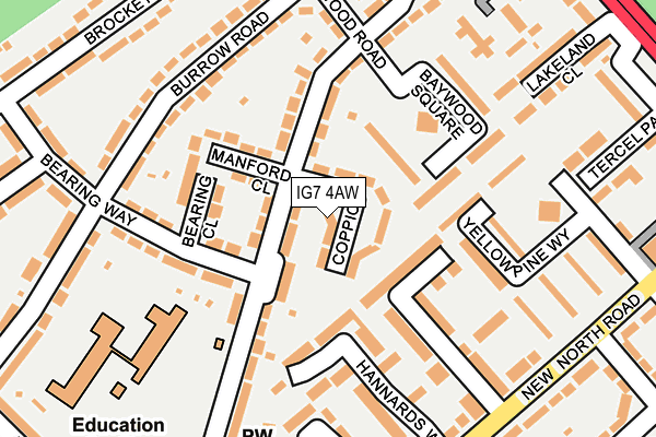 IG7 4AW map - OS OpenMap – Local (Ordnance Survey)