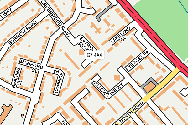 IG7 4AX map - OS OpenMap – Local (Ordnance Survey)