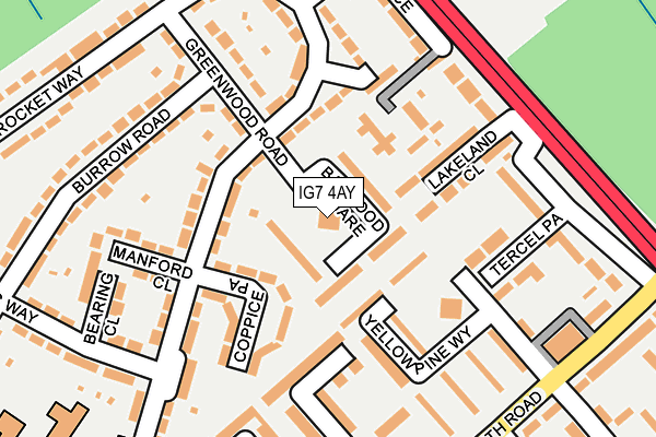 IG7 4AY map - OS OpenMap – Local (Ordnance Survey)