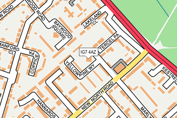 IG7 4AZ map - OS OpenMap – Local (Ordnance Survey)
