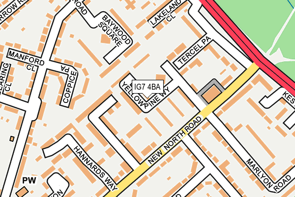 IG7 4BA map - OS OpenMap – Local (Ordnance Survey)