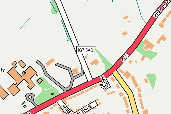 IG7 5AD map - OS OpenMap – Local (Ordnance Survey)