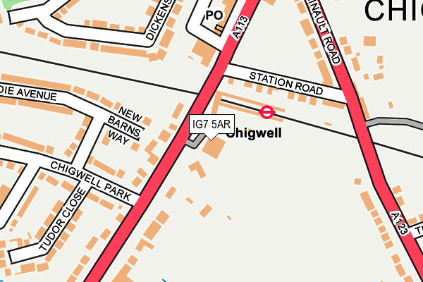 IG7 5AR map - OS OpenMap – Local (Ordnance Survey)