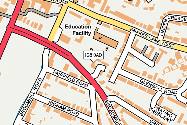 IG8 0AD map - OS OpenMap – Local (Ordnance Survey)