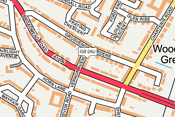IG8 0AU map - OS OpenMap – Local (Ordnance Survey)