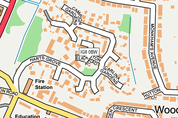 IG8 0BW map - OS OpenMap – Local (Ordnance Survey)