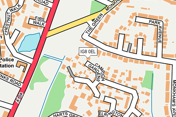 IG8 0EL map - OS OpenMap – Local (Ordnance Survey)