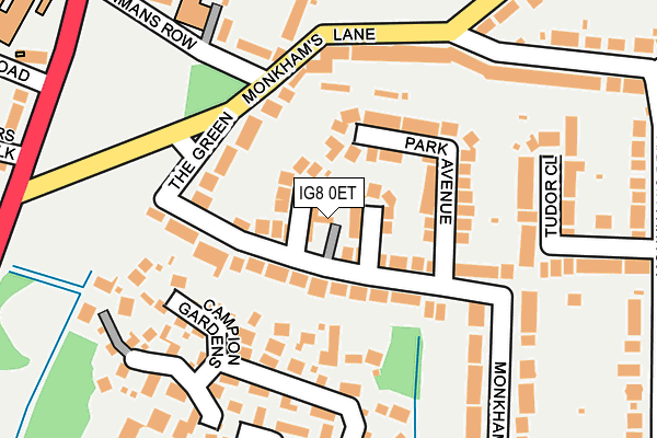 IG8 0ET map - OS OpenMap – Local (Ordnance Survey)