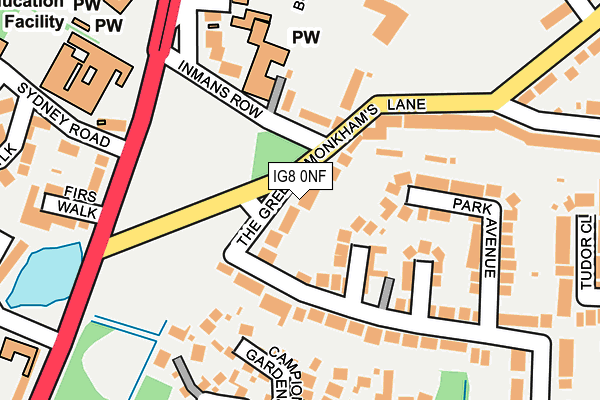 IG8 0NF map - OS OpenMap – Local (Ordnance Survey)