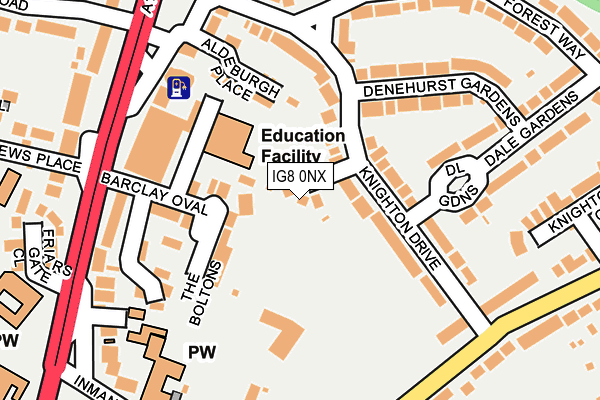 IG8 0NX map - OS OpenMap – Local (Ordnance Survey)