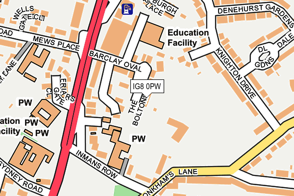 IG8 0PW map - OS OpenMap – Local (Ordnance Survey)