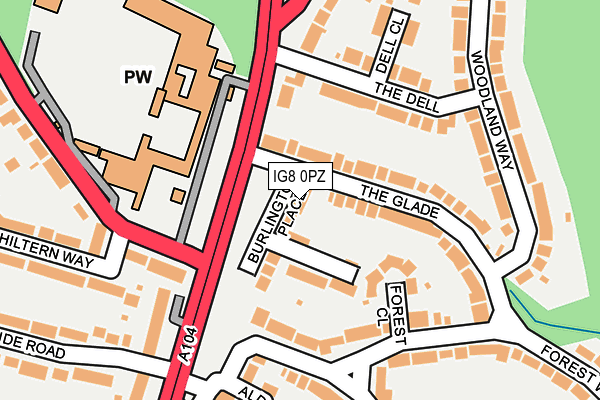 IG8 0PZ map - OS OpenMap – Local (Ordnance Survey)