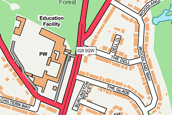 IG8 0QW map - OS OpenMap – Local (Ordnance Survey)