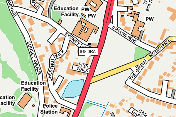 IG8 0RA map - OS OpenMap – Local (Ordnance Survey)