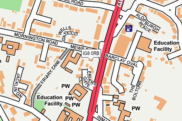 IG8 0RB map - OS OpenMap – Local (Ordnance Survey)