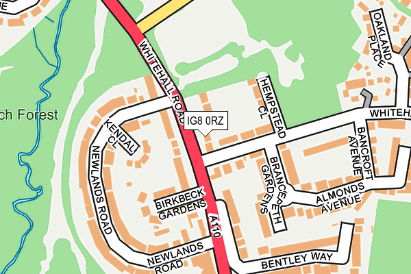 IG8 0RZ map - OS OpenMap – Local (Ordnance Survey)