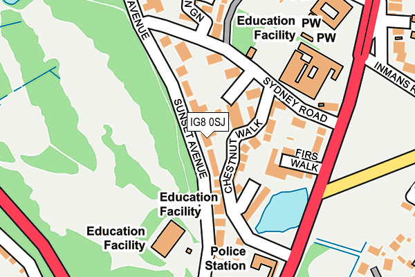 IG8 0SJ map - OS OpenMap – Local (Ordnance Survey)