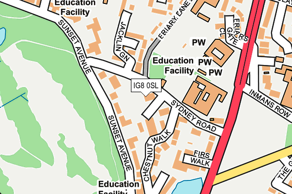 IG8 0SL map - OS OpenMap – Local (Ordnance Survey)