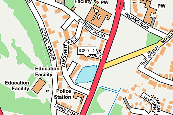 IG8 0TD map - OS OpenMap – Local (Ordnance Survey)