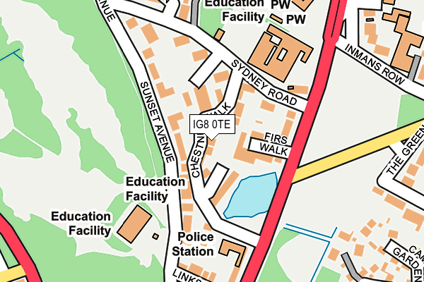 IG8 0TE map - OS OpenMap – Local (Ordnance Survey)