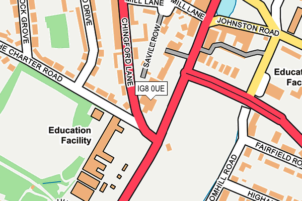 IG8 0UE map - OS OpenMap – Local (Ordnance Survey)