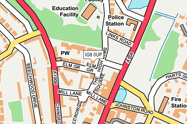 IG8 0UP map - OS OpenMap – Local (Ordnance Survey)