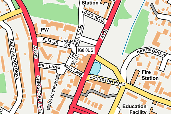 IG8 0US map - OS OpenMap – Local (Ordnance Survey)