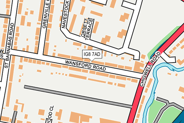 IG8 7AD map - OS OpenMap – Local (Ordnance Survey)