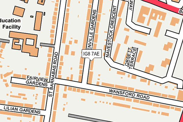 IG8 7AE map - OS OpenMap – Local (Ordnance Survey)