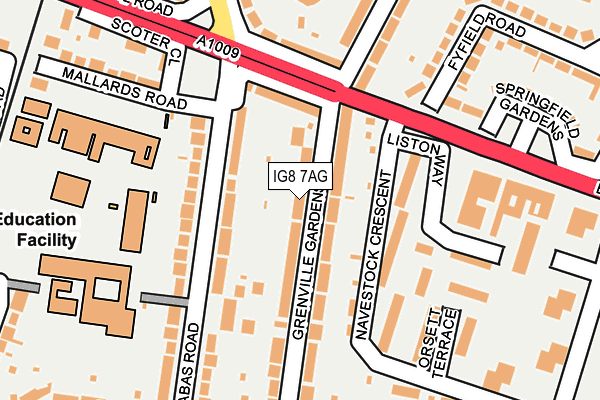 IG8 7AG map - OS OpenMap – Local (Ordnance Survey)