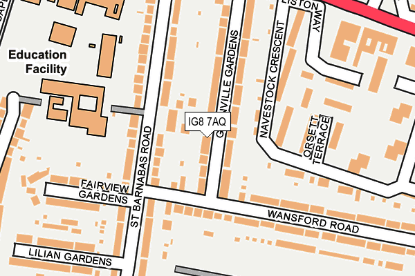 IG8 7AQ map - OS OpenMap – Local (Ordnance Survey)