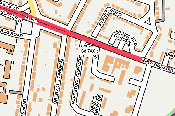 IG8 7AX map - OS OpenMap – Local (Ordnance Survey)