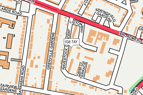 IG8 7AY map - OS OpenMap – Local (Ordnance Survey)