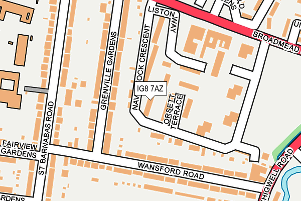 IG8 7AZ map - OS OpenMap – Local (Ordnance Survey)